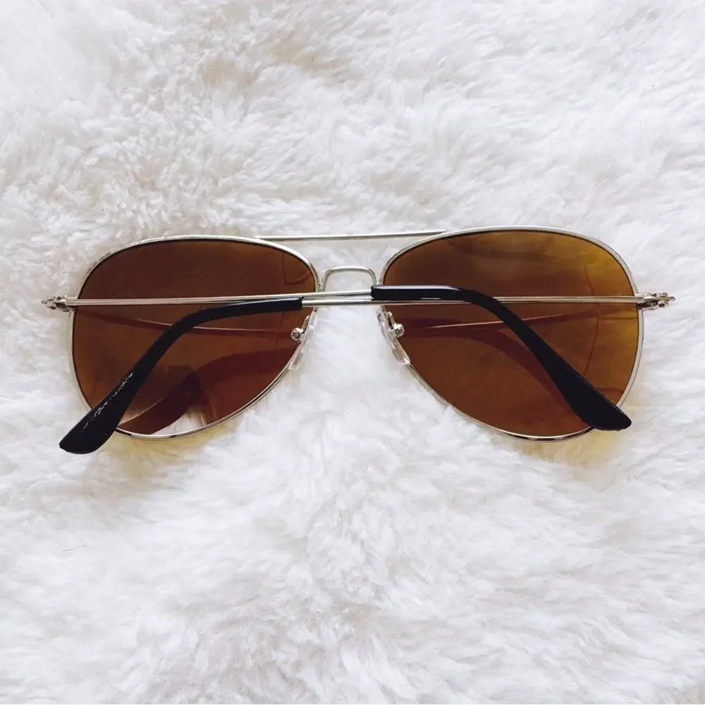 Edward Gold with Silver Rims Polarized Aviator Sunglasses